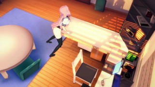 Gamer Girl Forgets to Turn off the Stream Masturbates on the table [3d hentai]