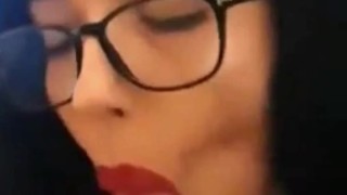 BLOWJOB FROM HOT BRUNETTE WITH GLASSES