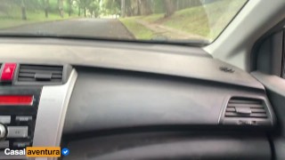 She paid for the ride with a delicious handjob on a public street inside the car