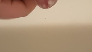 Chubby cum in bathroom sink