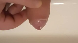 Chubby cum in bathroom sink