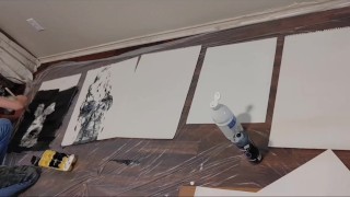 Having fun making titty paintings.