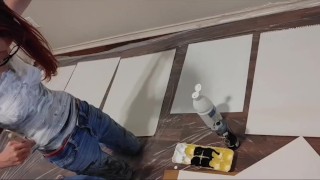 Having fun making titty paintings.