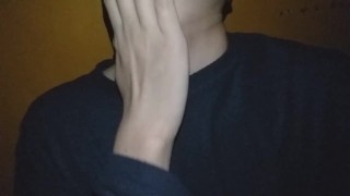 boy touches himself while showing his cock and ass