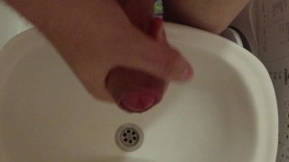 Boy cums in the sink