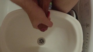 Boy cums in the sink