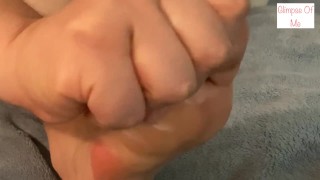 applying lotion to her pretty feet foot fetish - glimpseofme