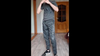 Scally lad jerks off his big fat cock and cum a lot