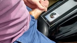Playing with dick on parked motorcycle 