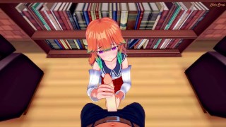 Takanashi Kiara gives you a blowjob then you mouth fuck her from your POV - Hololive Hentai.
