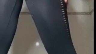 perfect ass and pussy Fitness model in tight leggings showing workout (Jennyfer Queen)