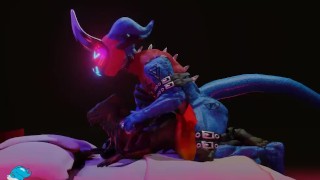 Flamedramon and Hybrid 2 Rock