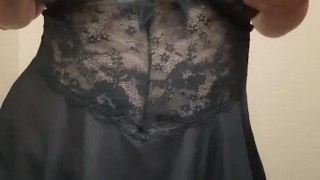 Chubby chick wearing lace lingerie touching herself