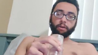 Huge cock's First time using clear Fleshlight cumming insanely fast and hard