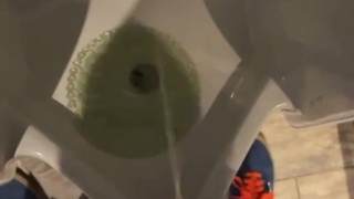 Uncut cock public pissing