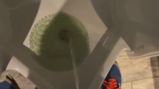 Uncut cock public pissing