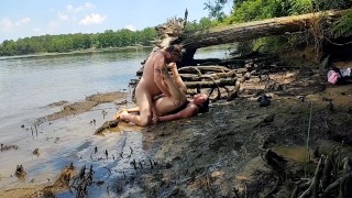 Horny thick ass wife creampied fucking in the mud