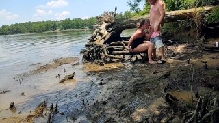 Horny thick ass wife creampied fucking in the mud