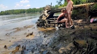 Horny thick ass wife creampied fucking in the mud