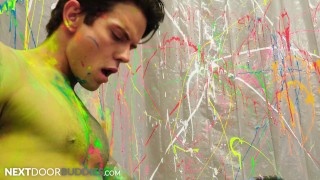 Muscular Guys Splash Paint, Before Flip Fucking - NextDoorBuddies