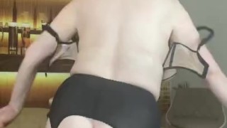 Lipstick, stockings and a curvy ass 