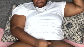 Strip tease and messy solo from chubby bbc