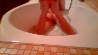 Bath hot masturbation and sucking dildo