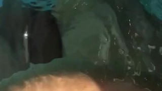 Swimming pool jet on my jiggling fat white thighs and pussy underwater feels gooood!