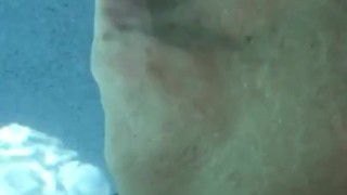 Swimming pool jet on my jiggling fat white thighs and pussy underwater feels gooood!