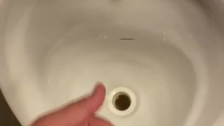 Wanking in public hotel toilets with big cumshot 