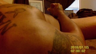 Sexy tattoo muscle thug jacks off