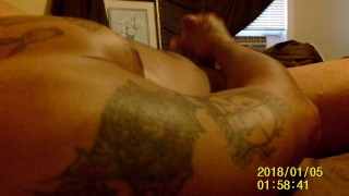 Sexy tattoo muscle thug jacks off