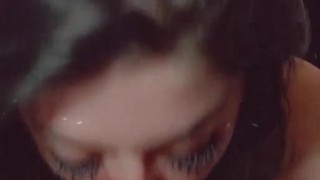 Goth girl gives messy head