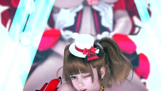 3D animation idol in slut suit on the stage sexy dance MMD