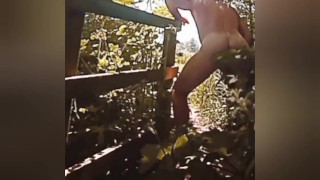 Wanking naked at a crusing spot . Big cumshot