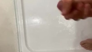 Morning cock play in the shower