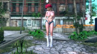 Super hot girl dancing in a hot summer day