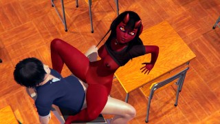 Meru the succubus footjob and hard fuck BDSM tied up