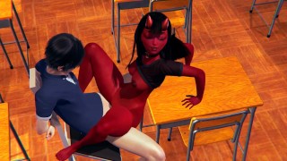 Meru the succubus footjob and hard fuck BDSM tied up