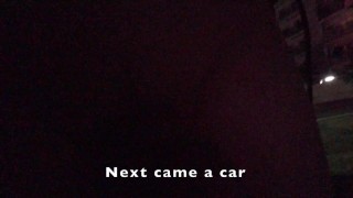 Walk around with a naked erection at midnight (caught) - 徒歩の通行人2人組に見つかるが何とかやり過ごす／深夜に近所を全裸勃起で徘徊／0423