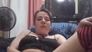Goth girl in thigh highs cums hard