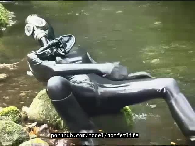 Gas Mask Latex Rubber Sex Swing - Outdoor Walk in the Wood and River Bath Full Encased in Black Latex Catsuit  and Rubber Gas Mask - Free Porn Videos - YouPorn