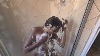 Desi girl giving herself a sexy slutty shower.