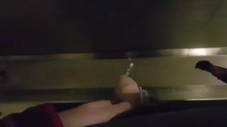 Cum watch this thick cock piss all over a public urinal!! 💦