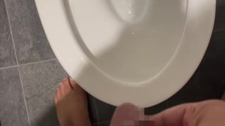 Chubby married Asian daddy pisses in the bathroom