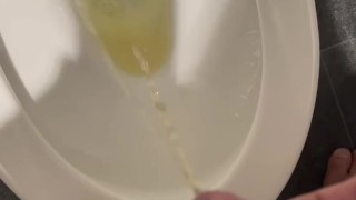 Chubby married Asian daddy pisses in the bathroom