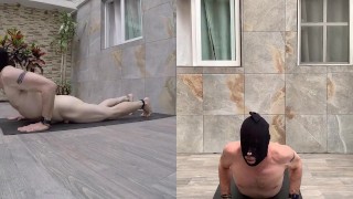 PitFanOne-Terrace Yoga with cum swallowing close up