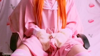 Pov teen roleplay shemale Futanari masturbs her little pink dick in kawaii Japanese dress (dildo)