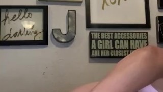 Pushing ice cube deep in fat ass