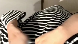 Chubby Asian Daddy gets naked in a public dressing room